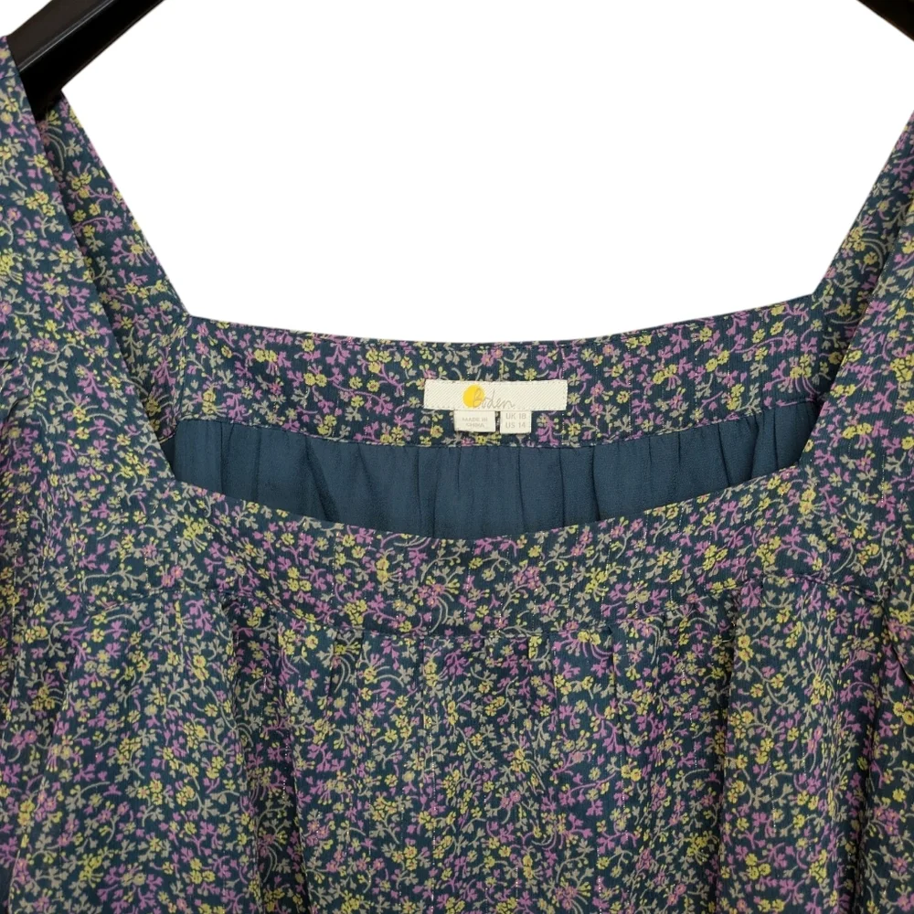 Boden Square Neck Floral Blouse Size 14 - Picture 2 of 9